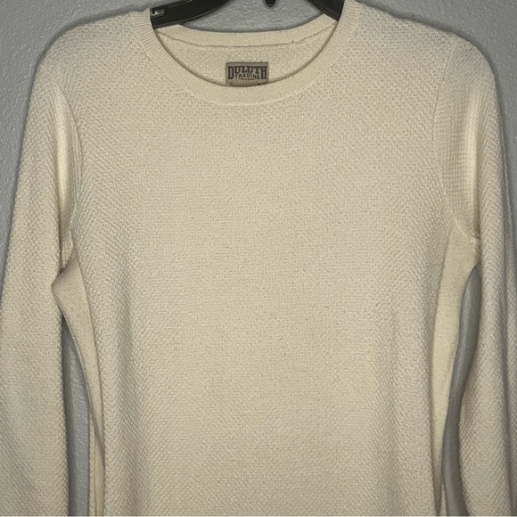 Duluth Trading Co Shiftless Crew Tunic Sweater Medium Cream Long Sleeve - Picture 2 of 9
